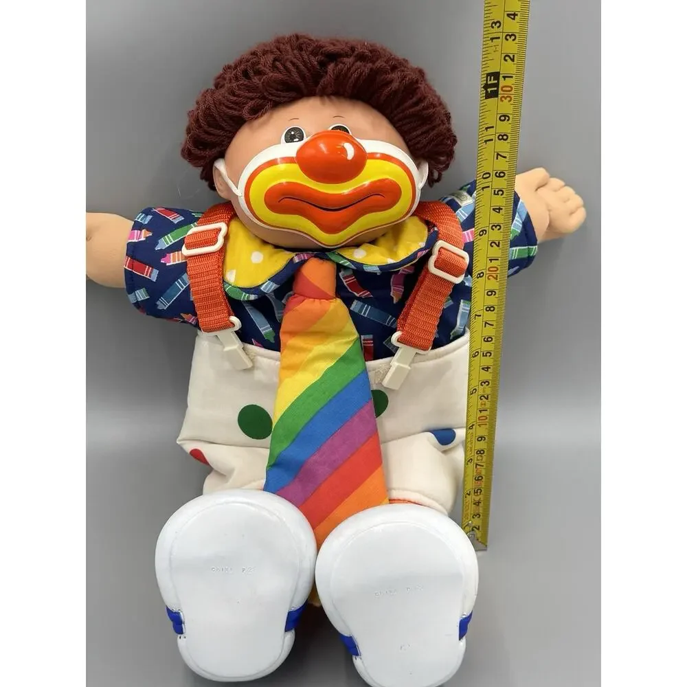 Vintage Cabbage Patch Circus Clown Doll Rainbow Tie & Crayon Shirt Brown Hair